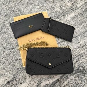 Black Monogram Mini Shoulder Bag with Gold Chain